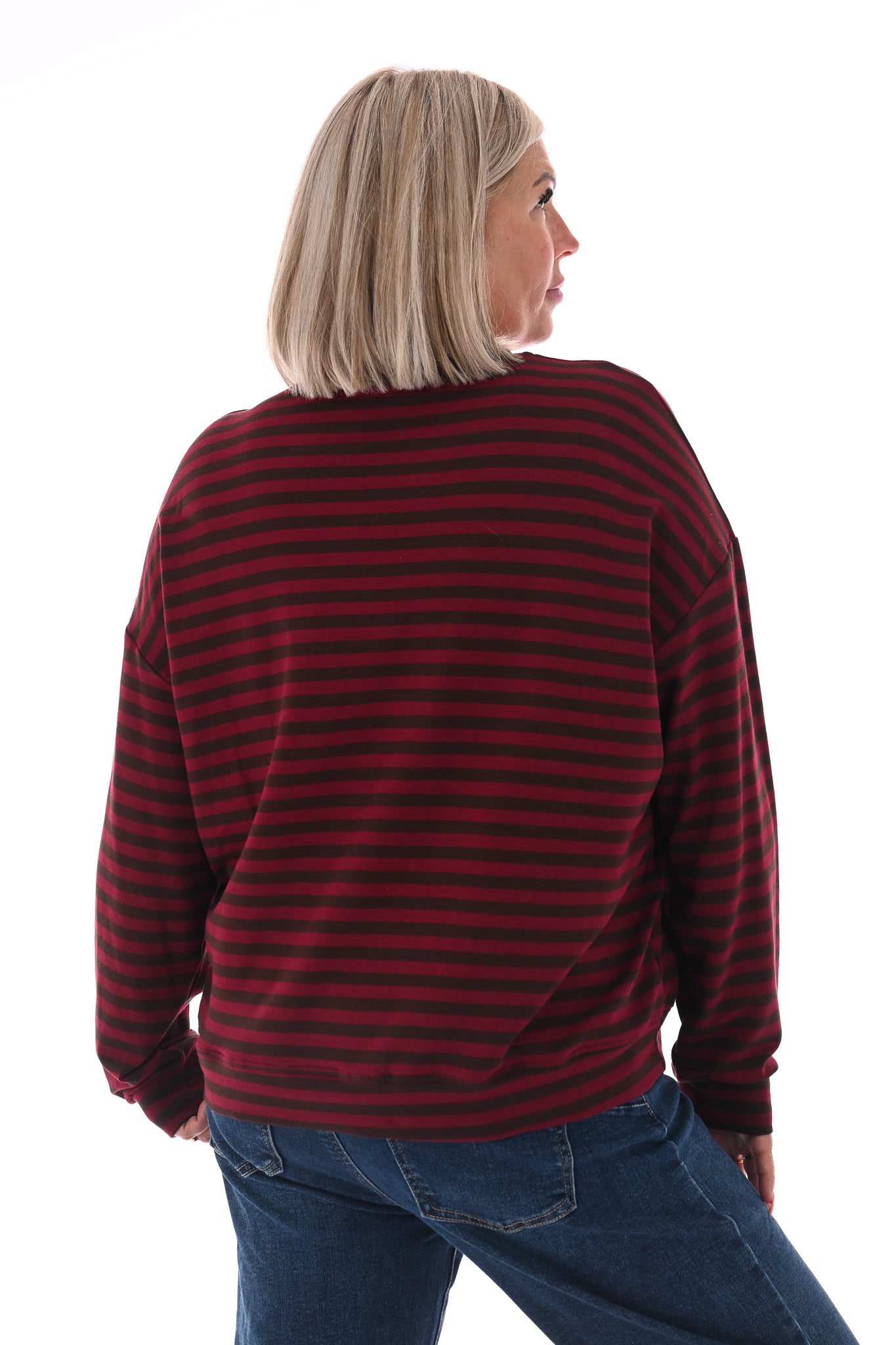 Gestreepte sweater Soho bordeaux/bruin