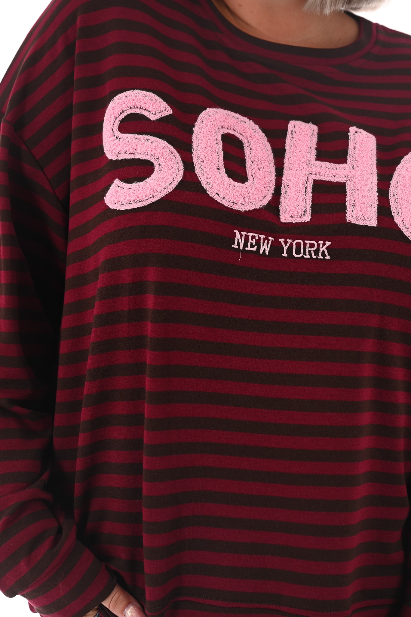 Gestreepte sweater Soho bordeaux/bruin
