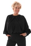Silky blouse met pofmouwen zwart