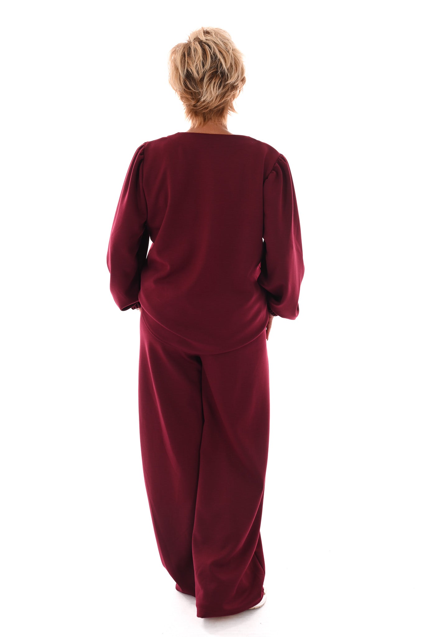 Tweedelig  pak  v-hals deluxe bordeaux