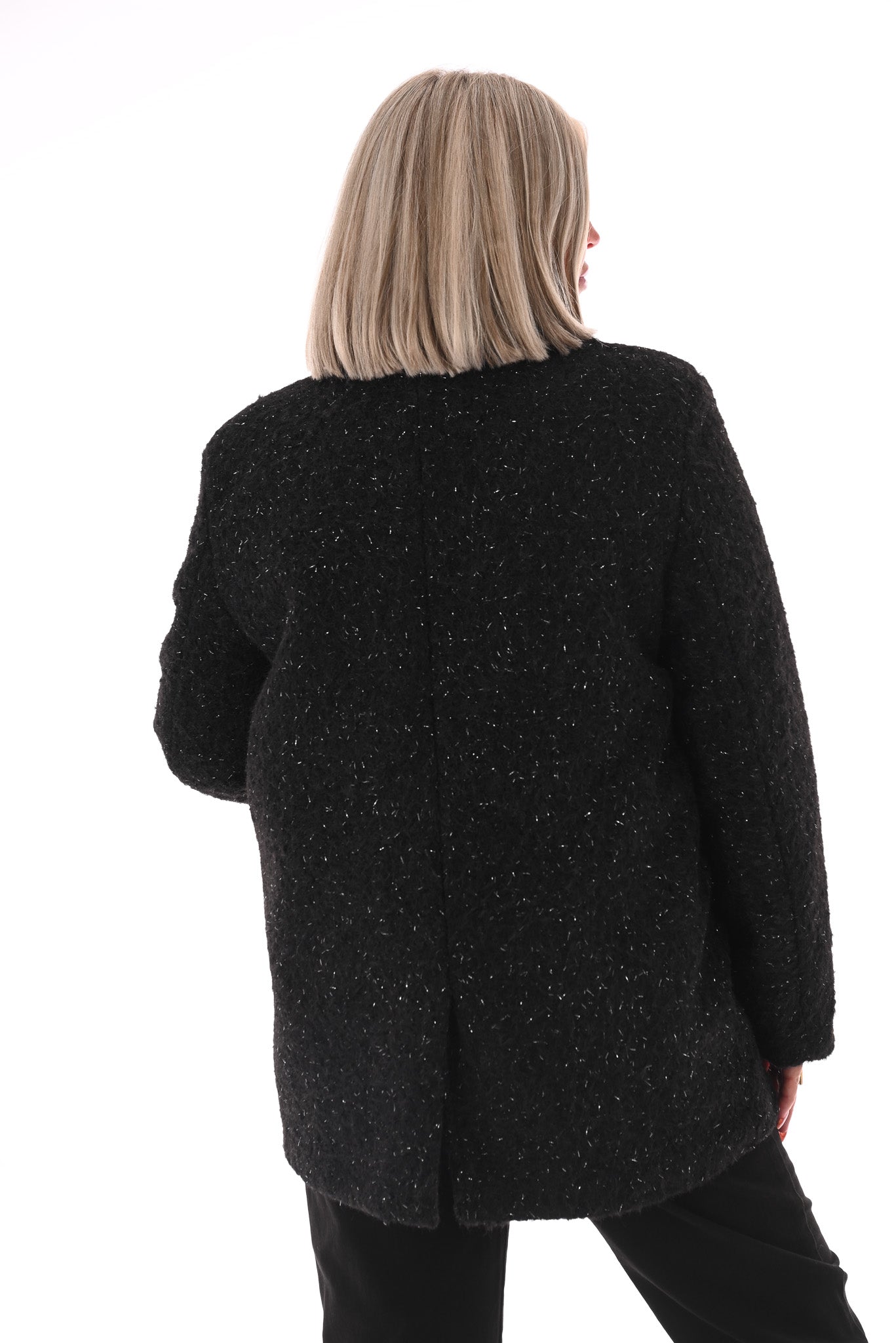 Wavy boucle blazer zwart