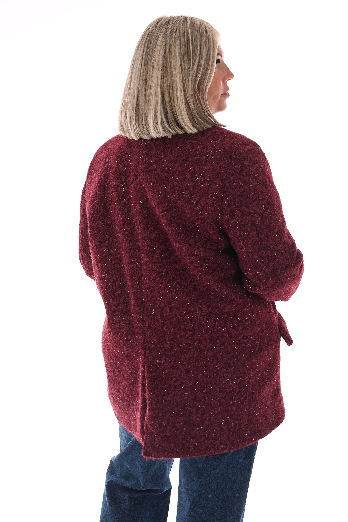 Wavy boucle blazer bordeaux
