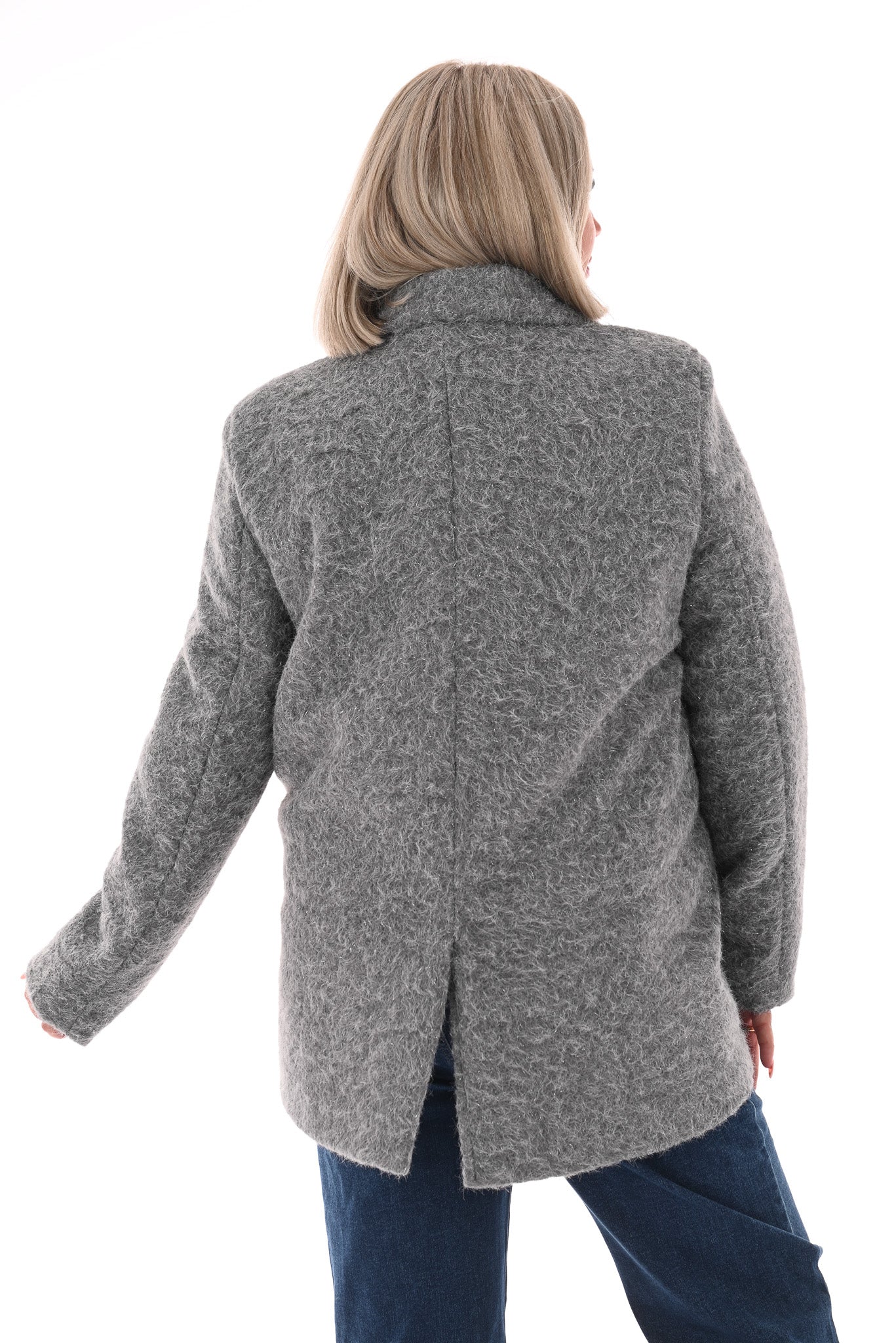 Wavy boucle blazer grijs