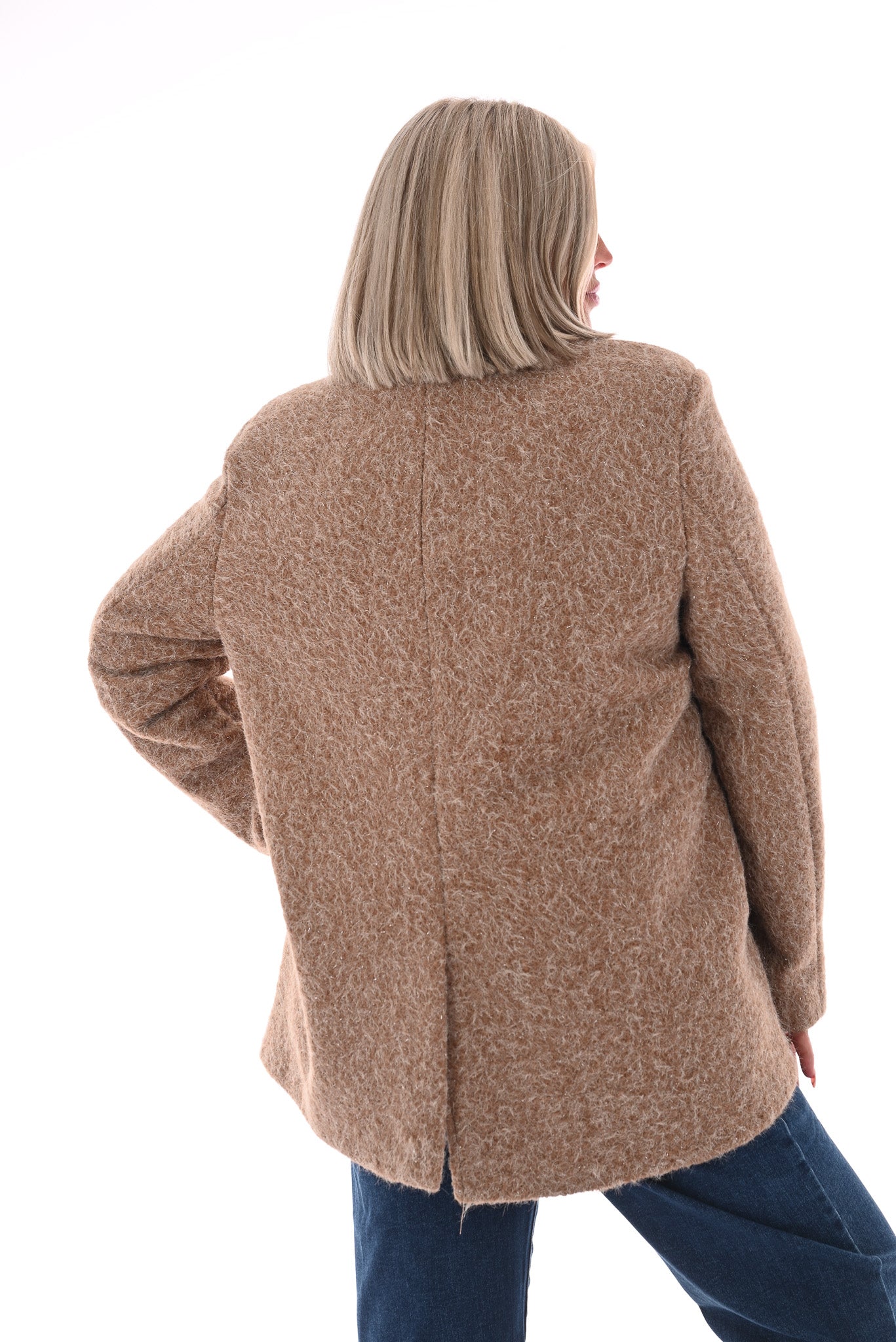 Wavy boucle blazer camel