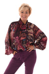 Silky blouse met strik paisley bordeaux
