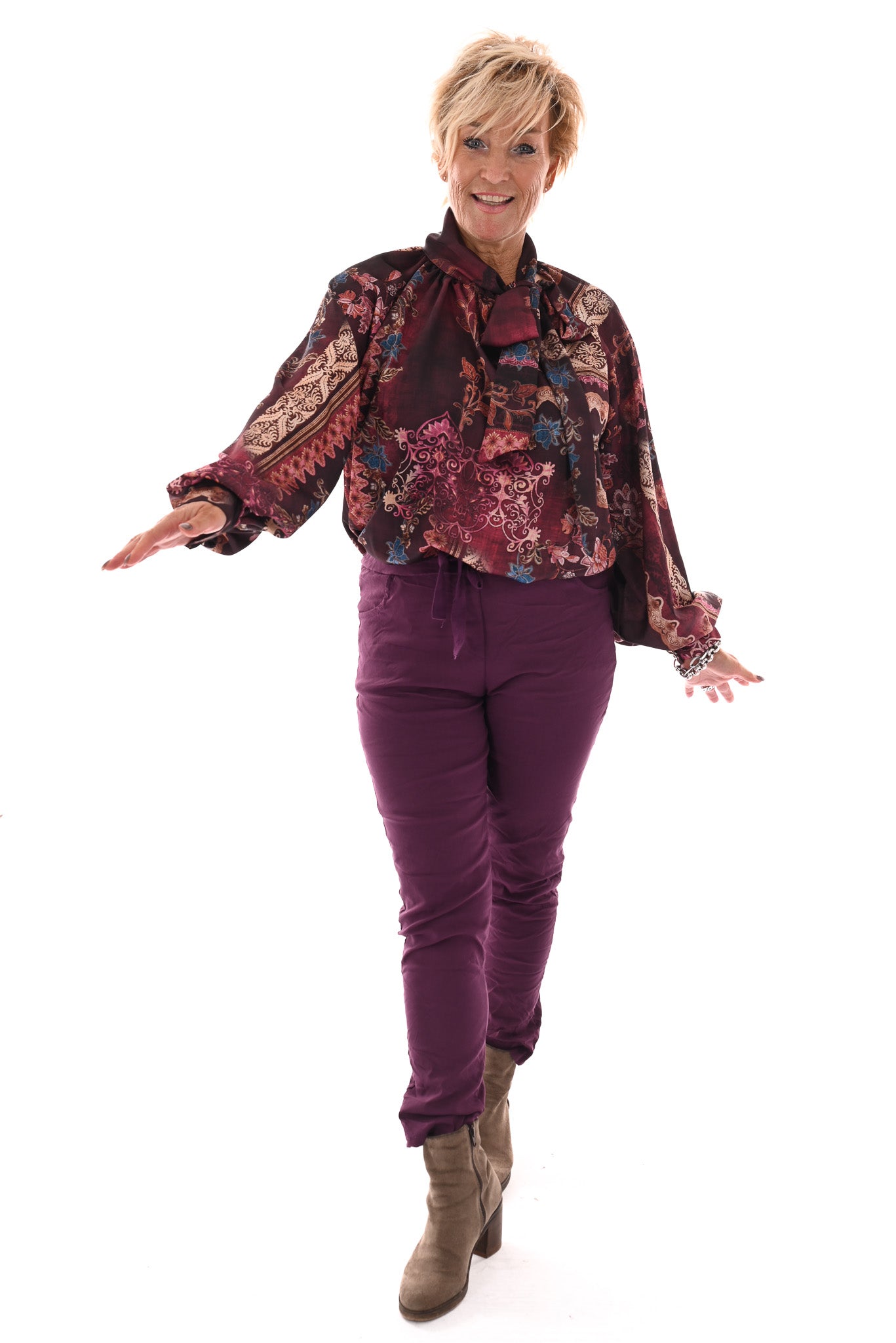 Stretchbroek uni paars