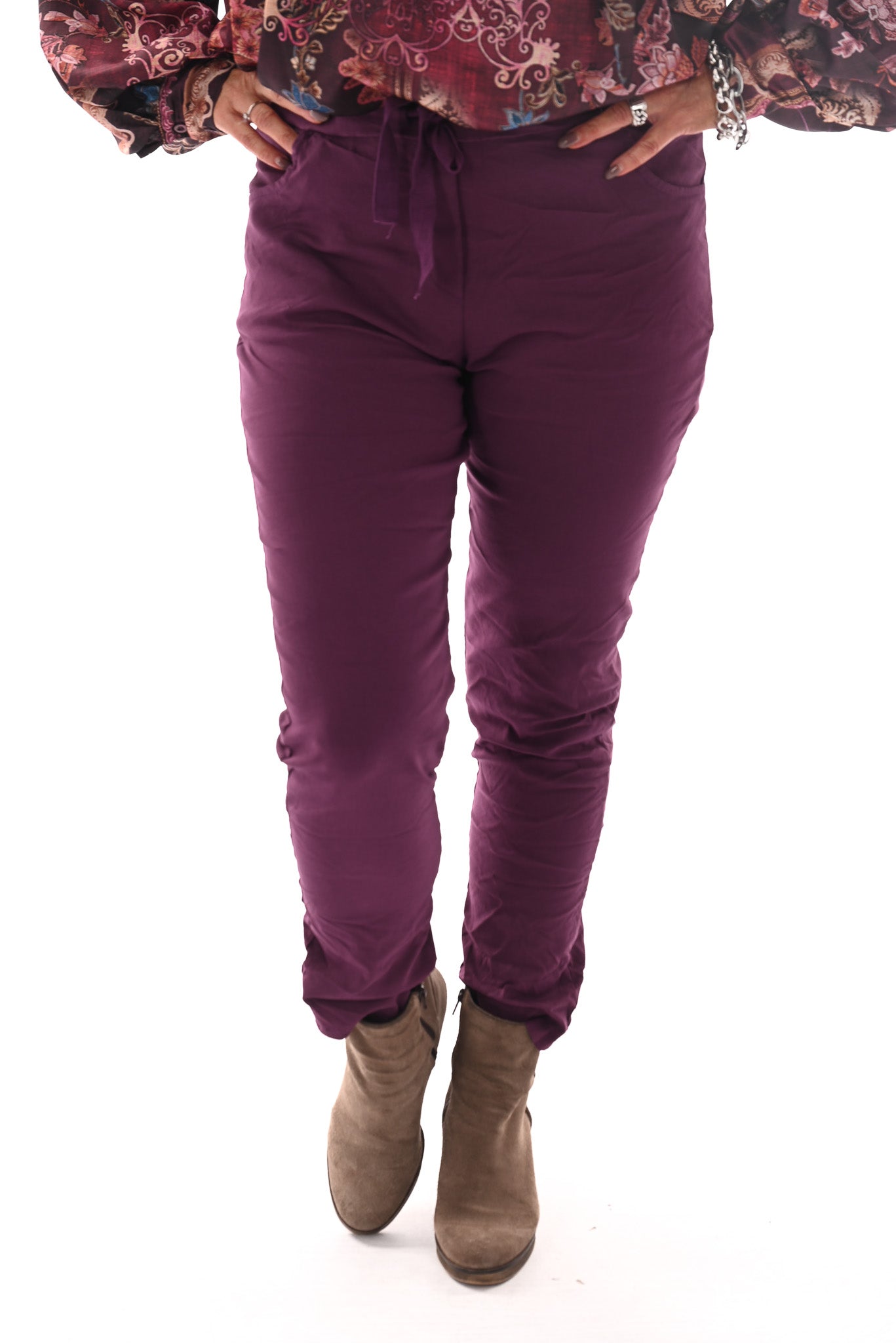 Stretchbroek uni paars