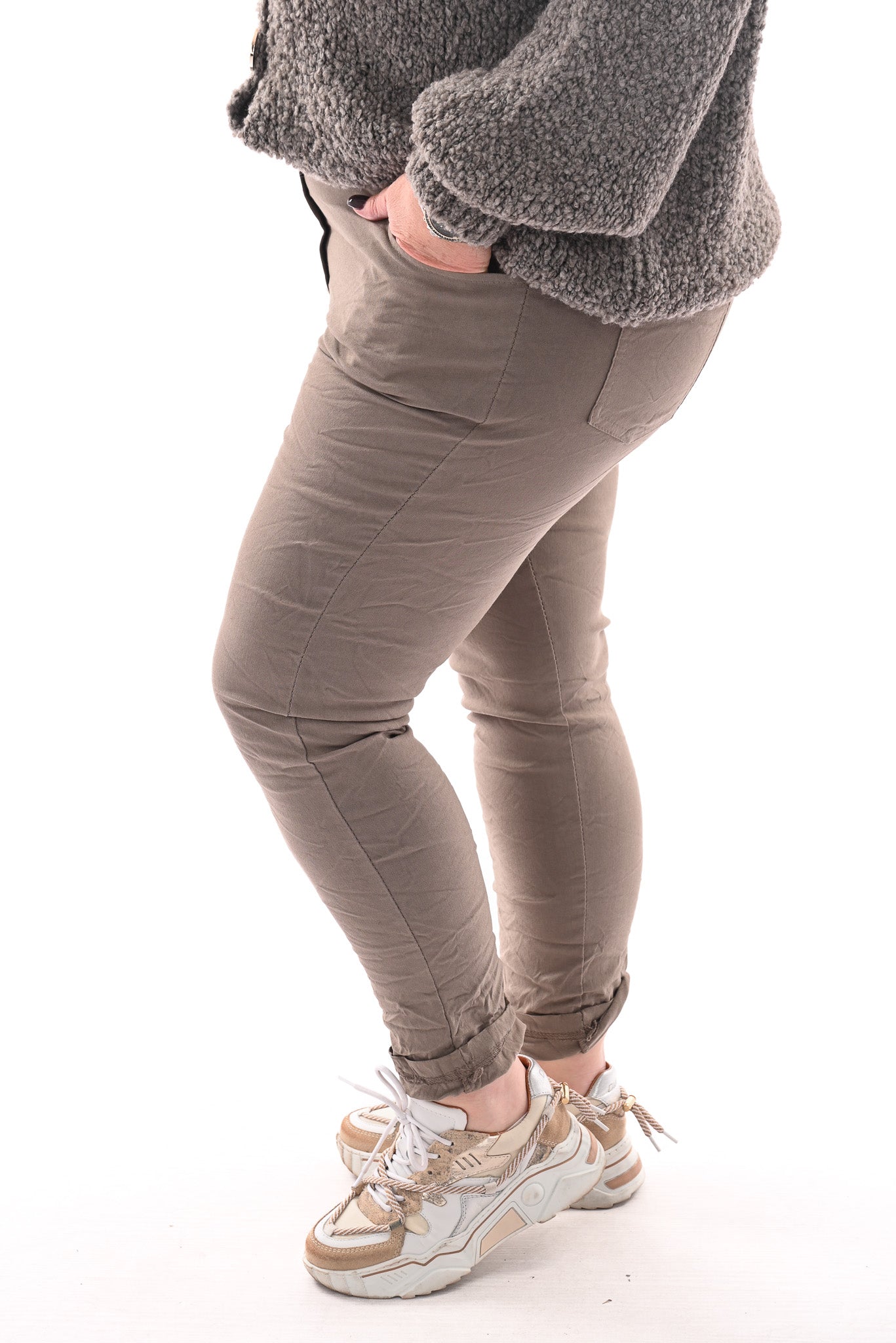 Stretchbroek uni taupe