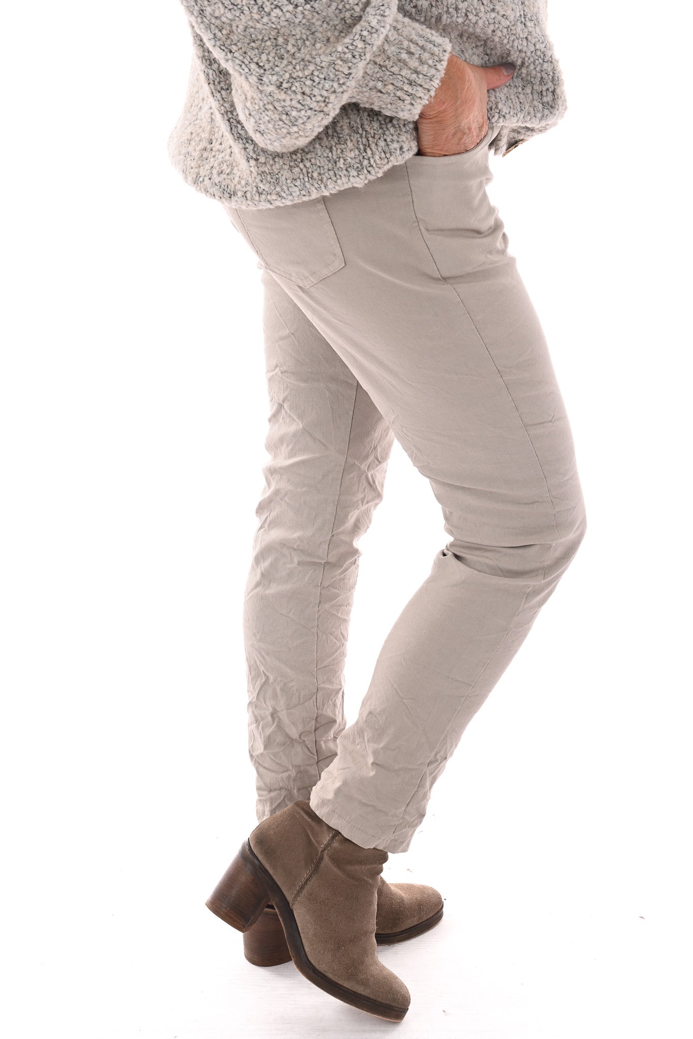 Stretchbroek uni beige