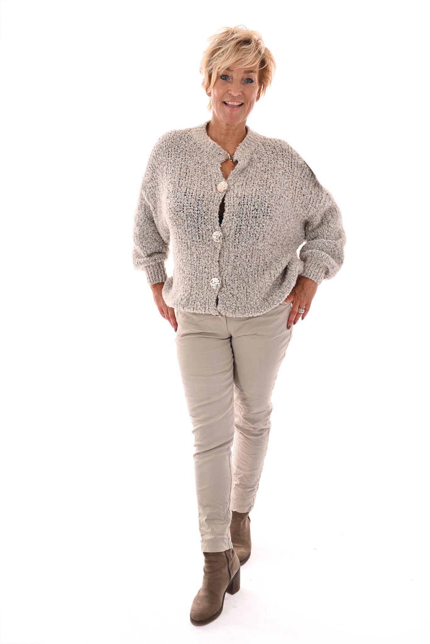 Stretchbroek uni beige