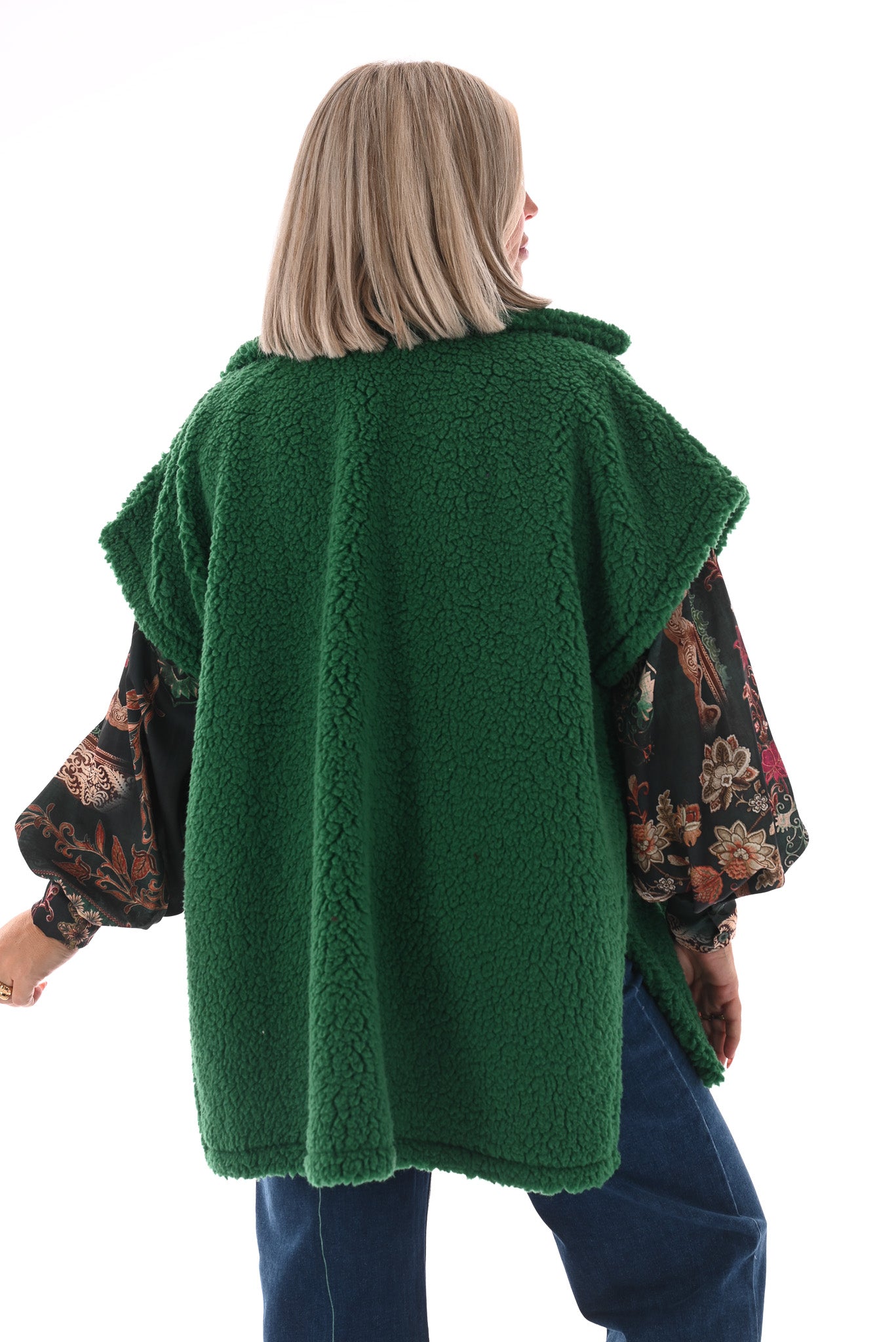 Lange teddy gilet groen