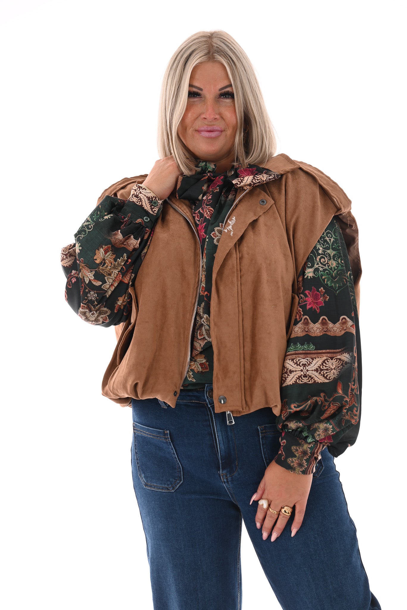 Suedelook gilet camel