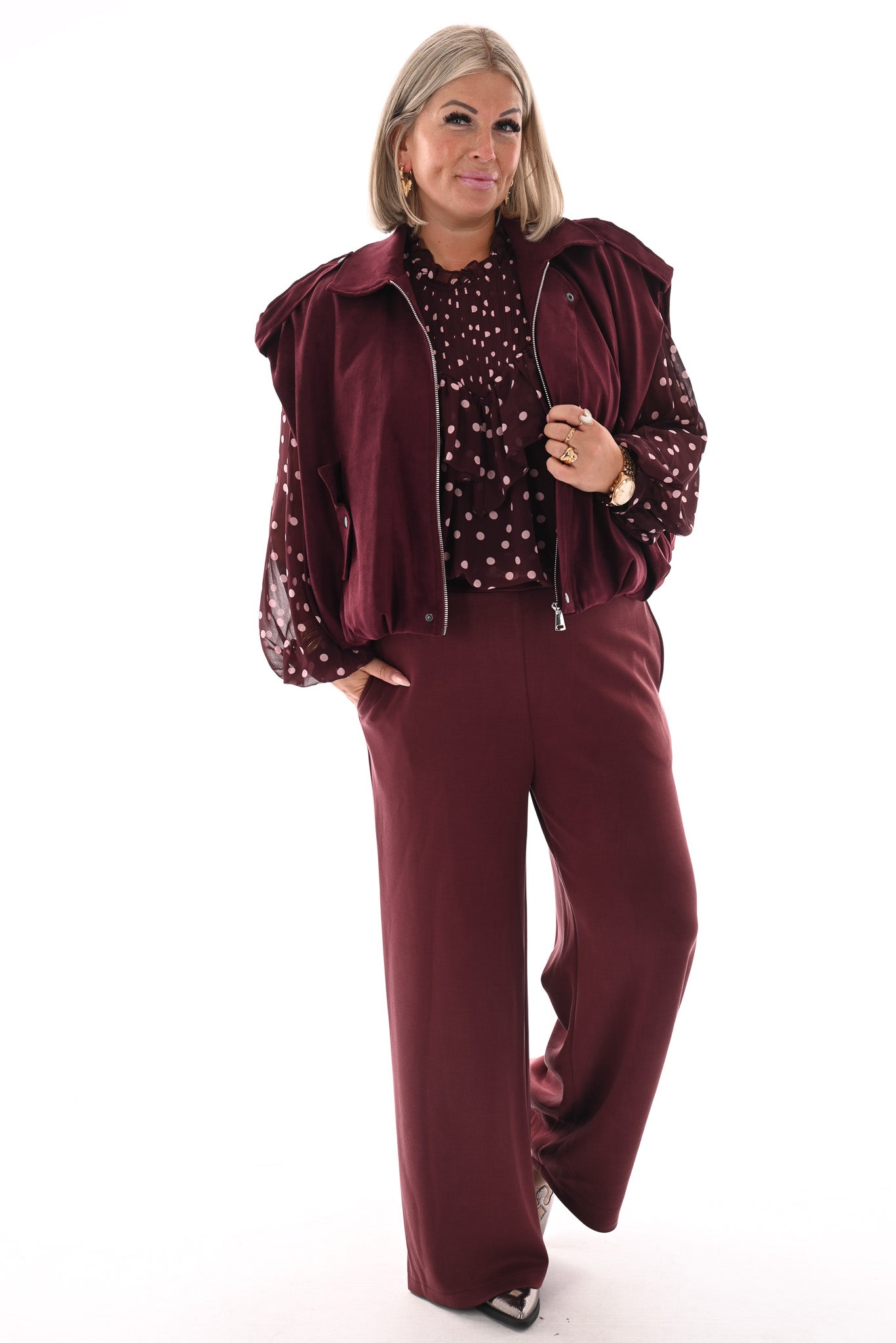 Suedelook gilet bordeaux