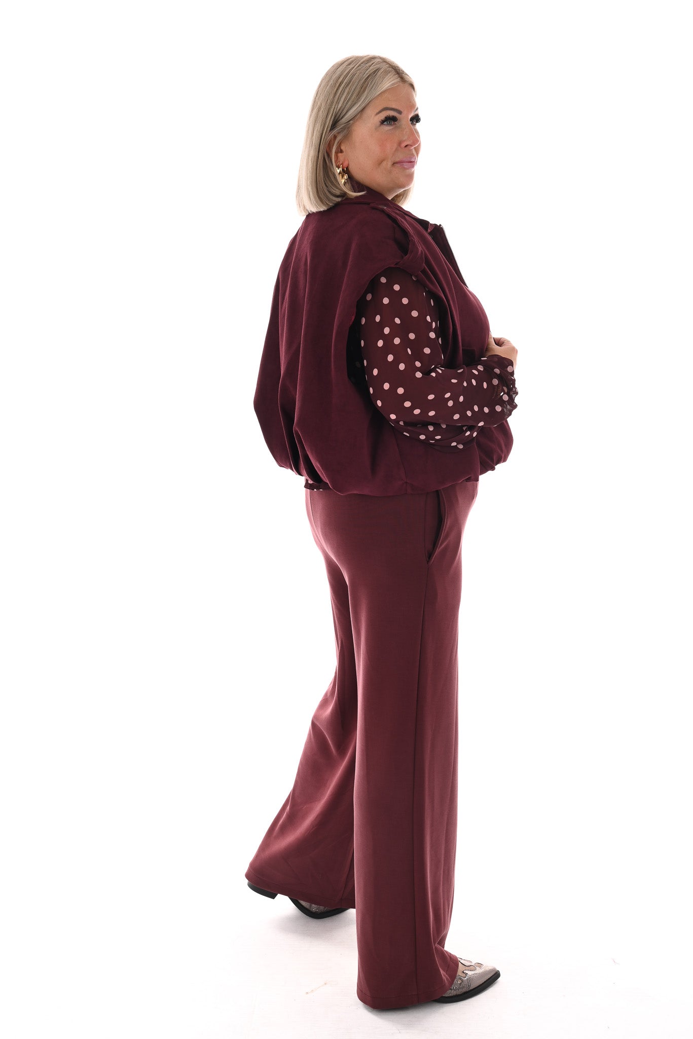 Suedelook gilet bordeaux