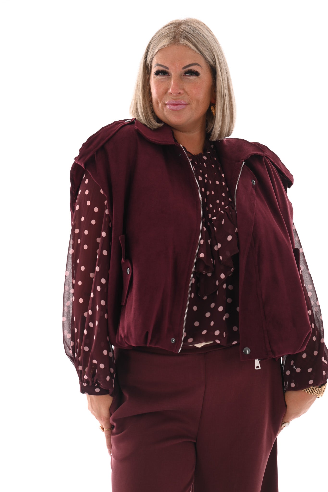 Suedelook gilet bordeaux