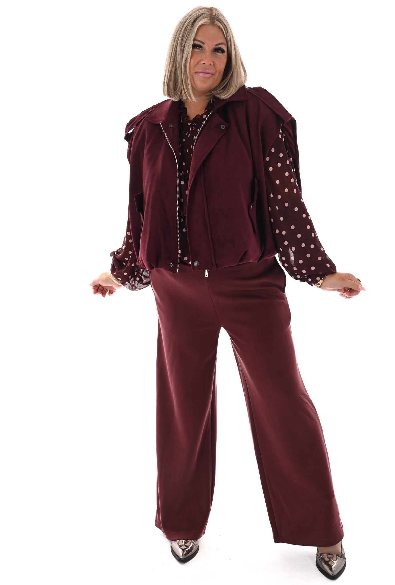 Wide leg joggingsbroek bordeaux