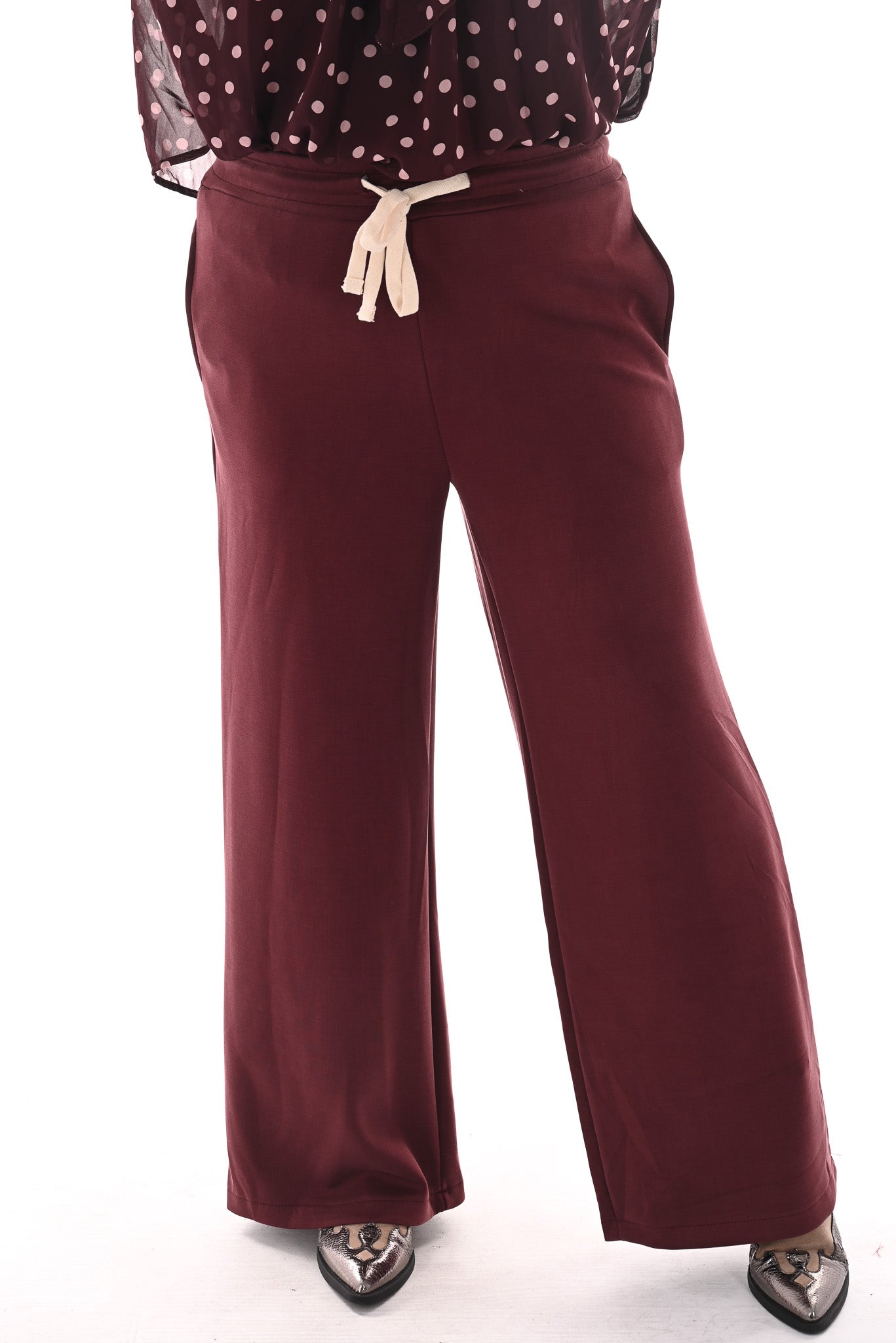 Wide leg joggingsbroek bordeaux