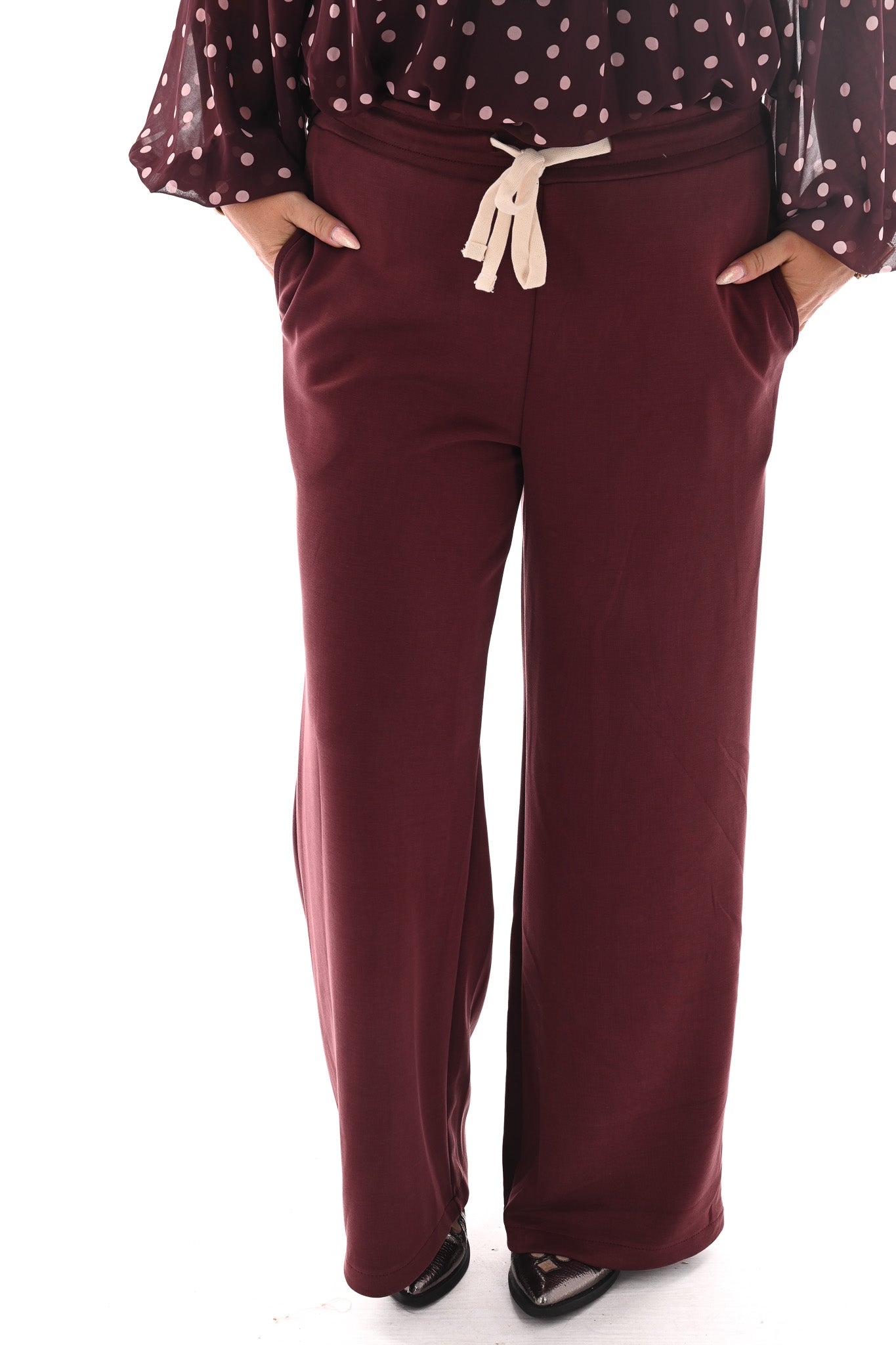 Wide leg joggingsbroek bordeaux