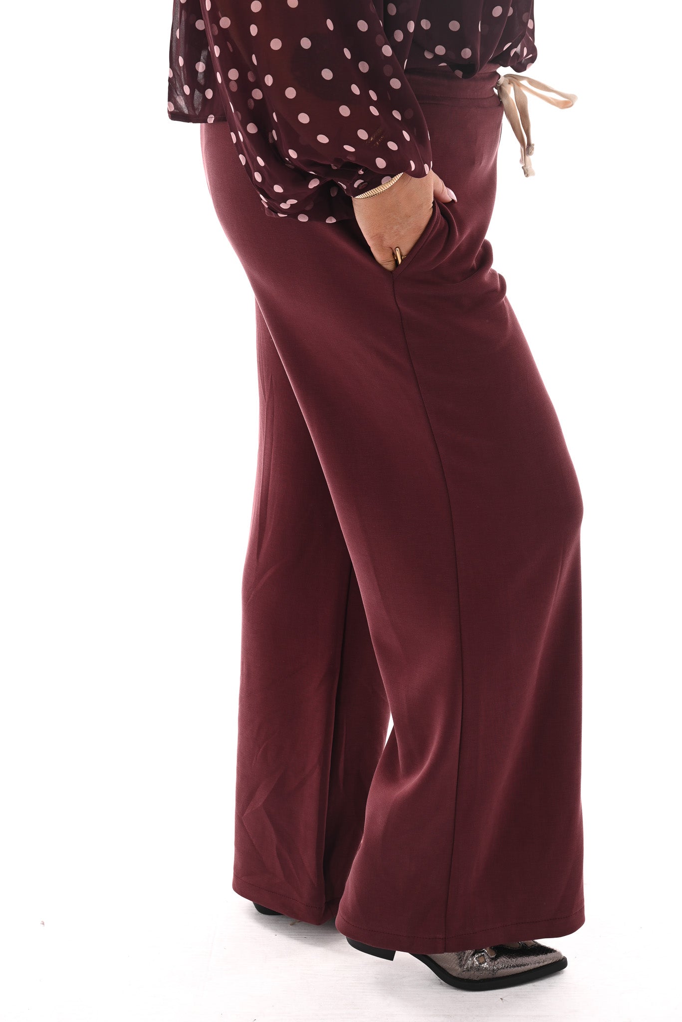 Wide leg joggingsbroek bordeaux