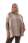 Trui print half pied-de-poule bruin/roomwit