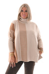 Trui print half pied-de-poule beige/camel