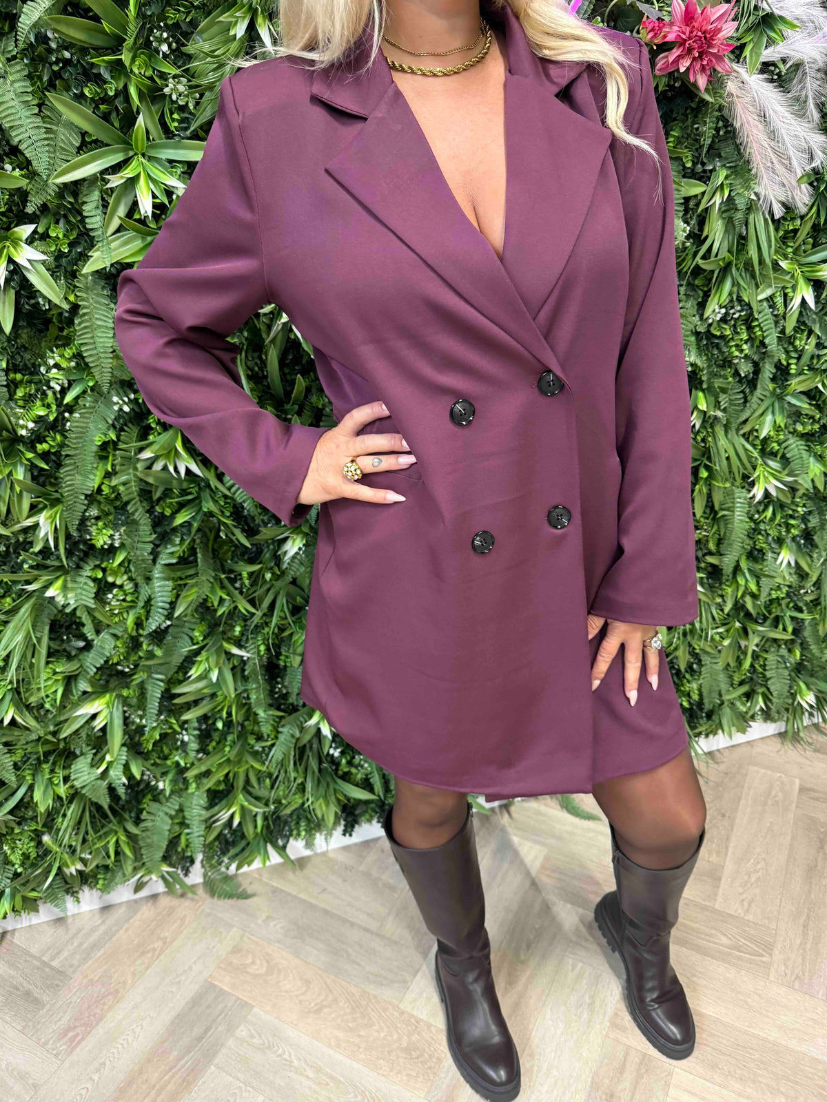Blazer jurk aubergine