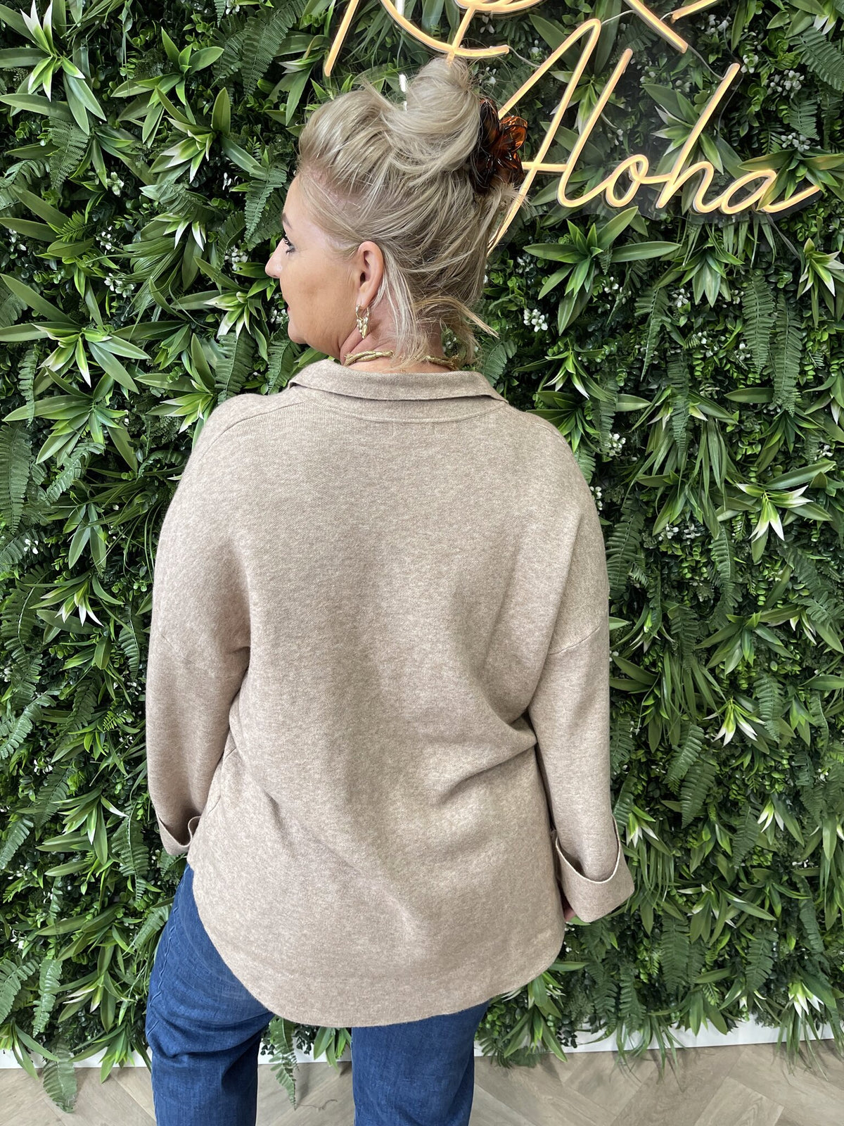 Vest grote knopen taupe