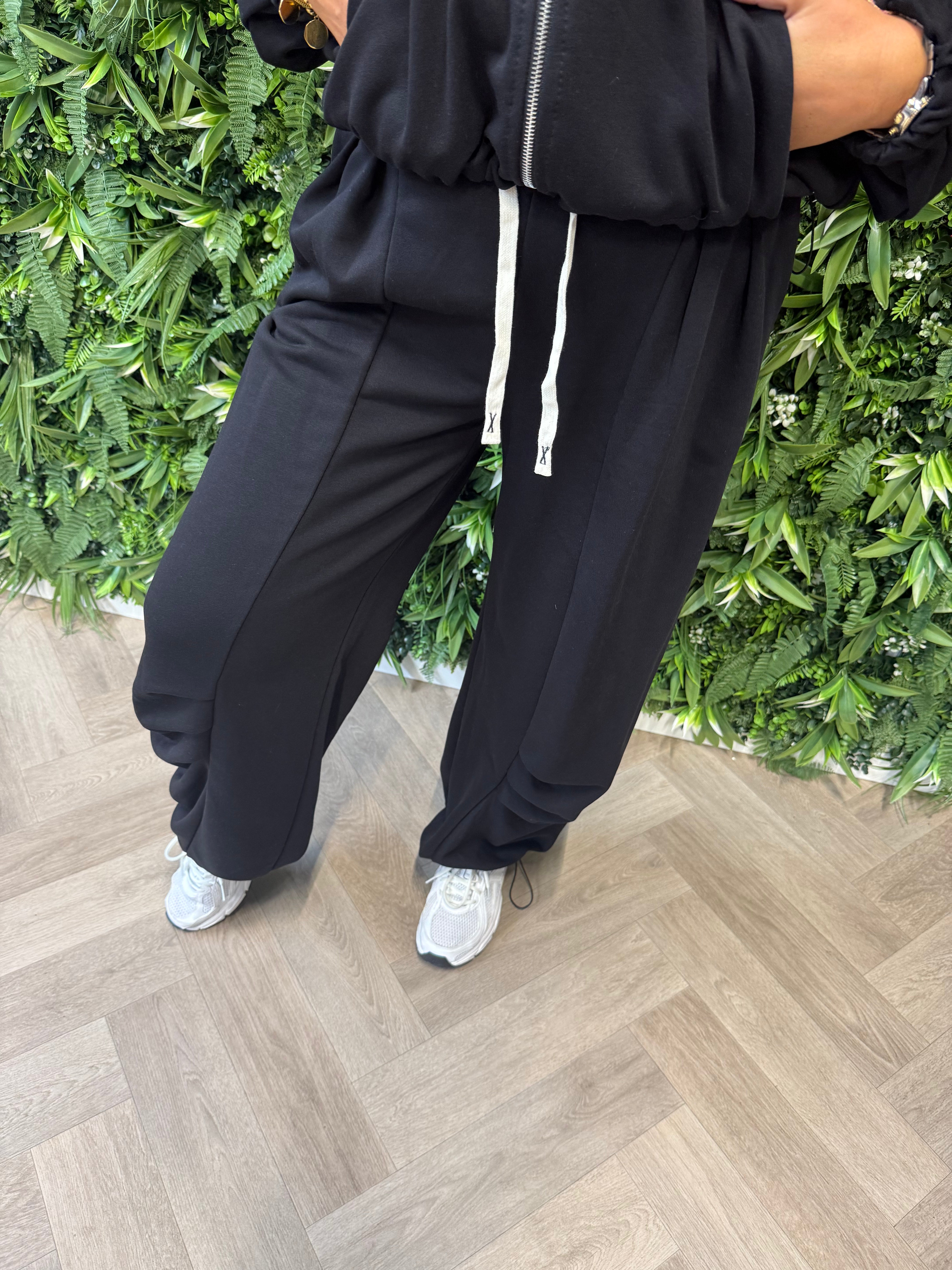 Tweedelig vest set gedrapeerde mouwen zwart