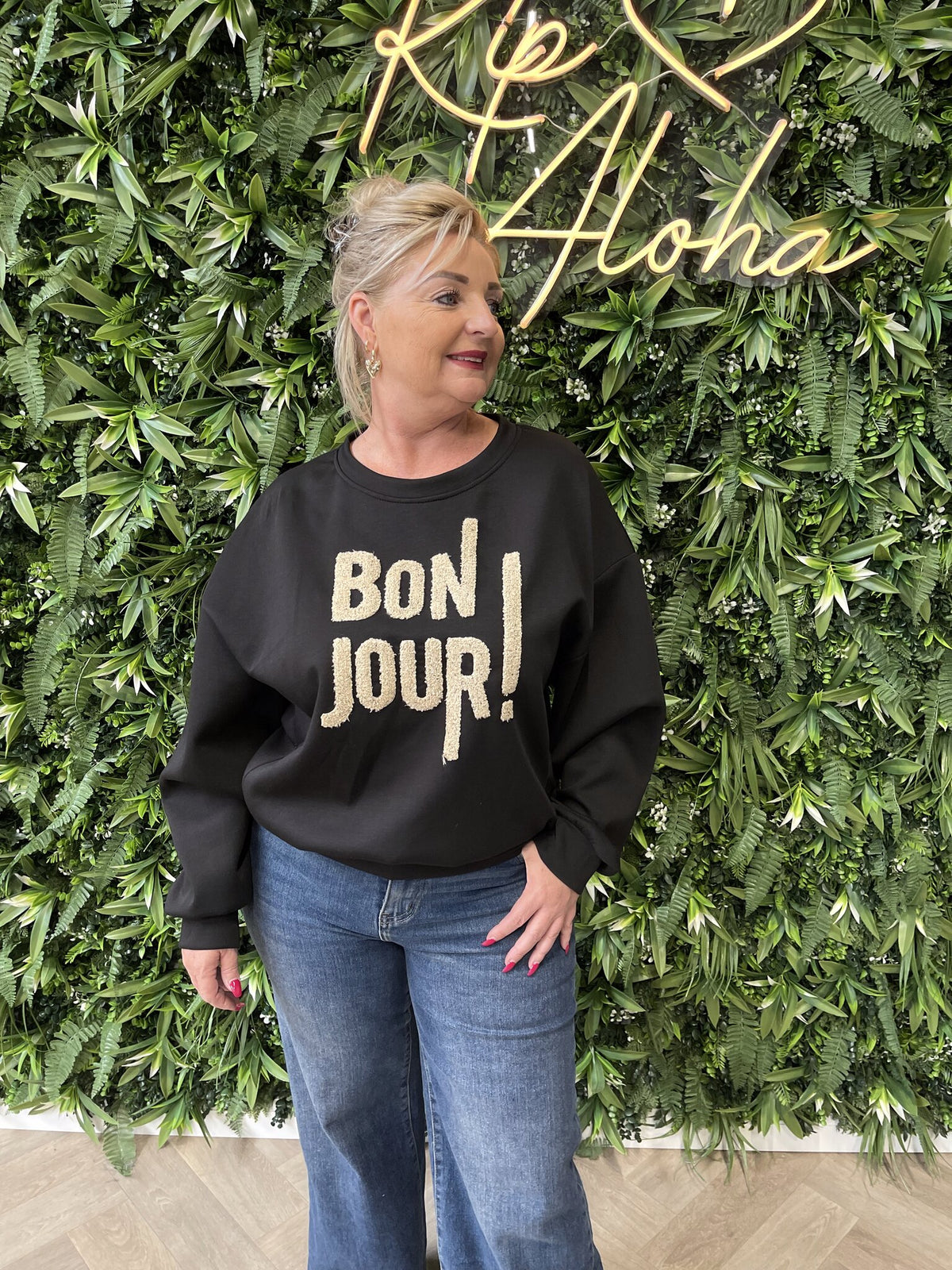 Sweater bonjour zwart