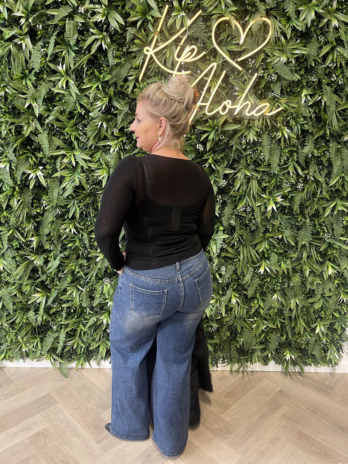 Basic mesh top zwart