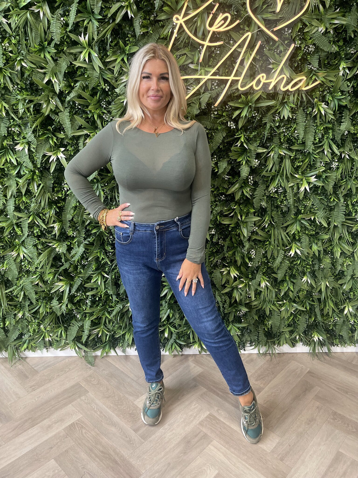 Basic mesh top legergroen