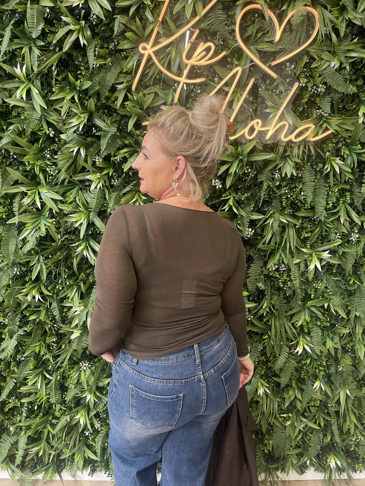 Basic mesh top donkerbruin