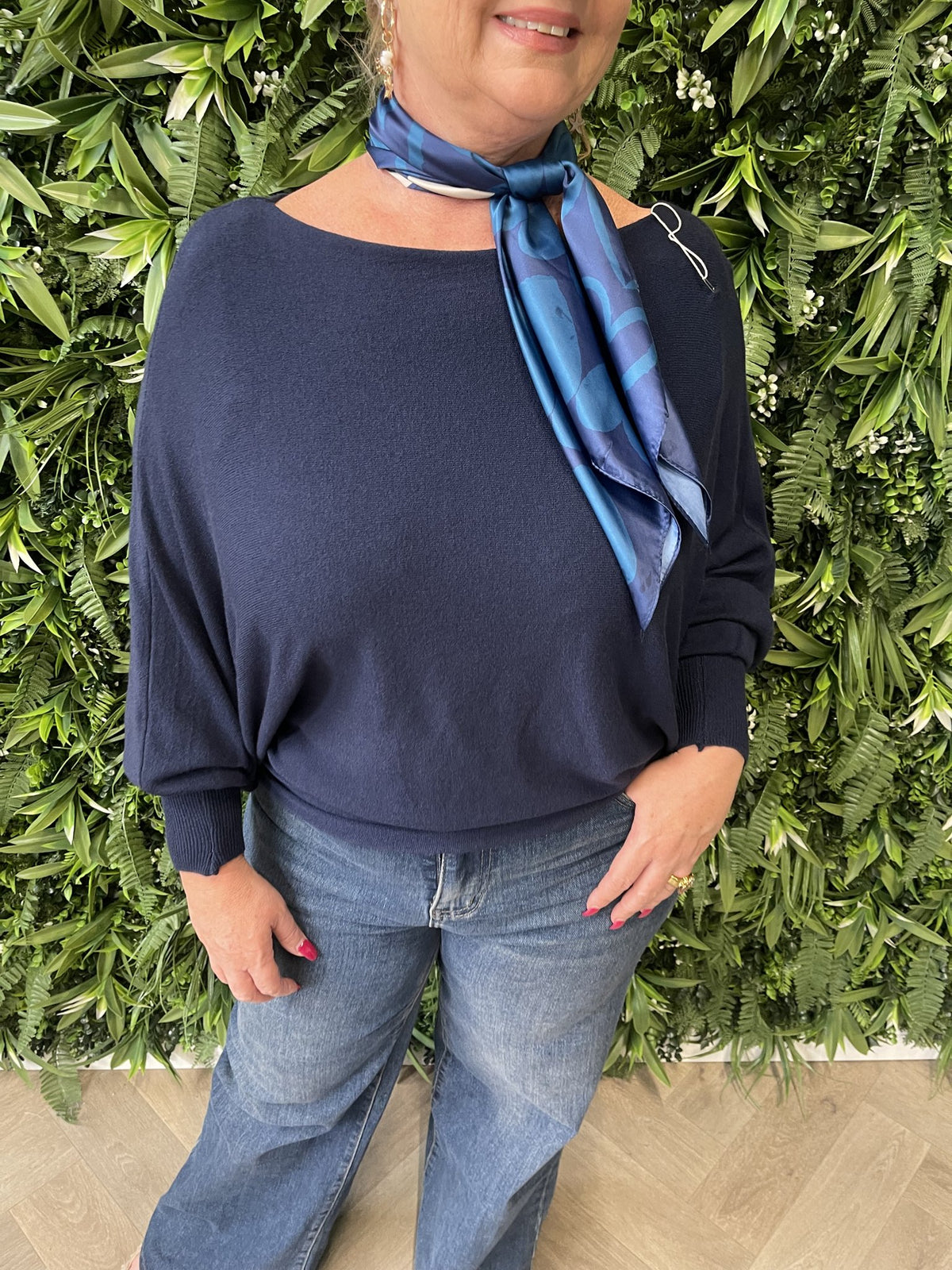 Vleermuis trui uni marineblauw