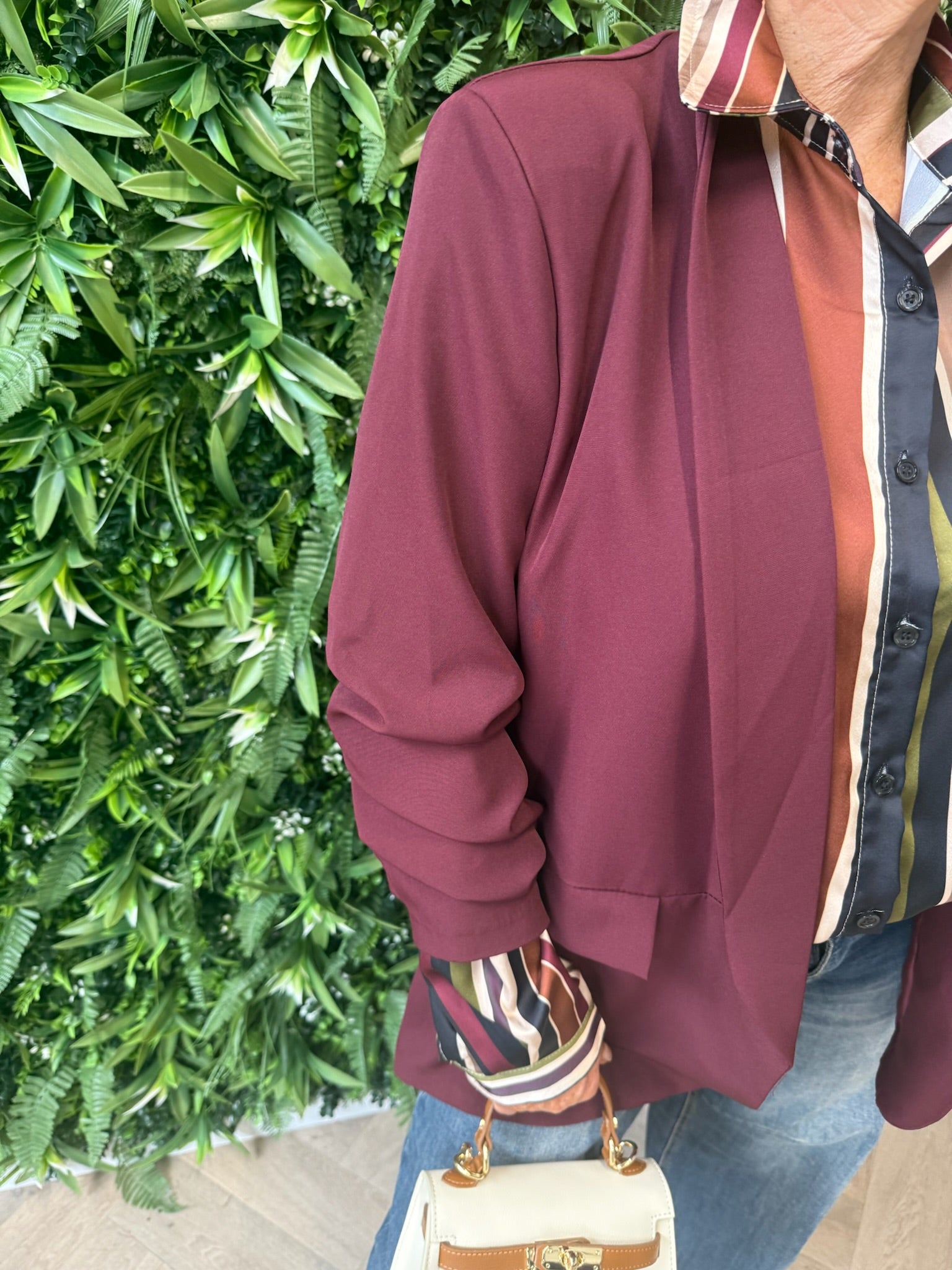 Blazer uni ophaalmouwen bordeaux