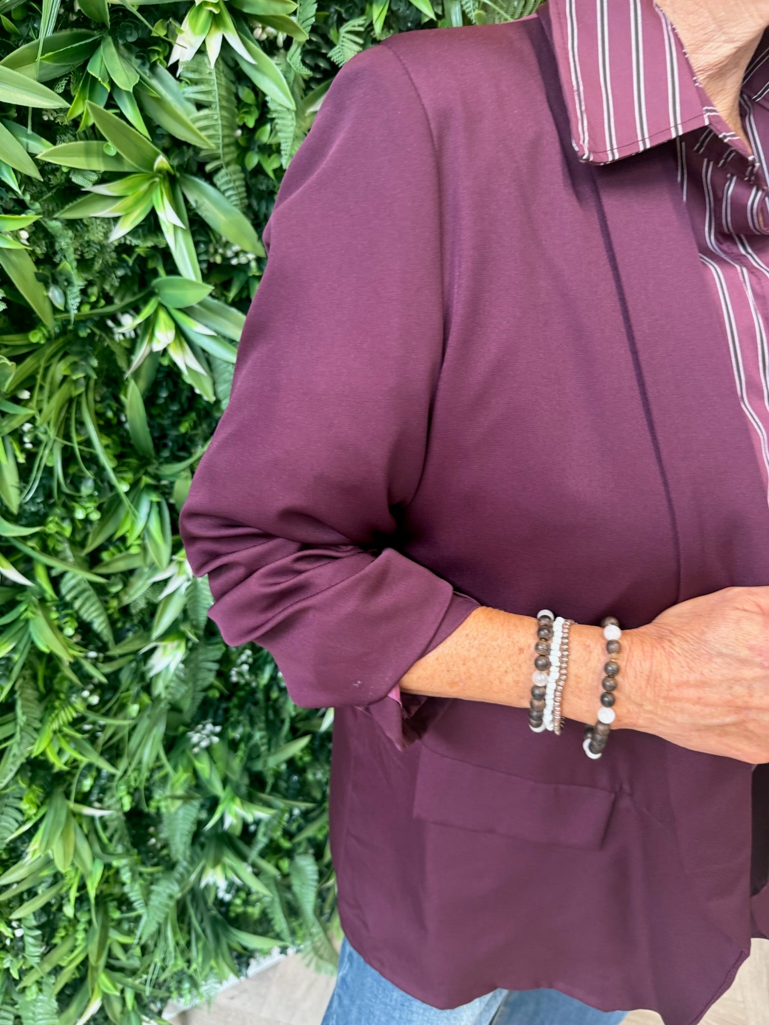 Blazer uni ophaalmouwen aubergine