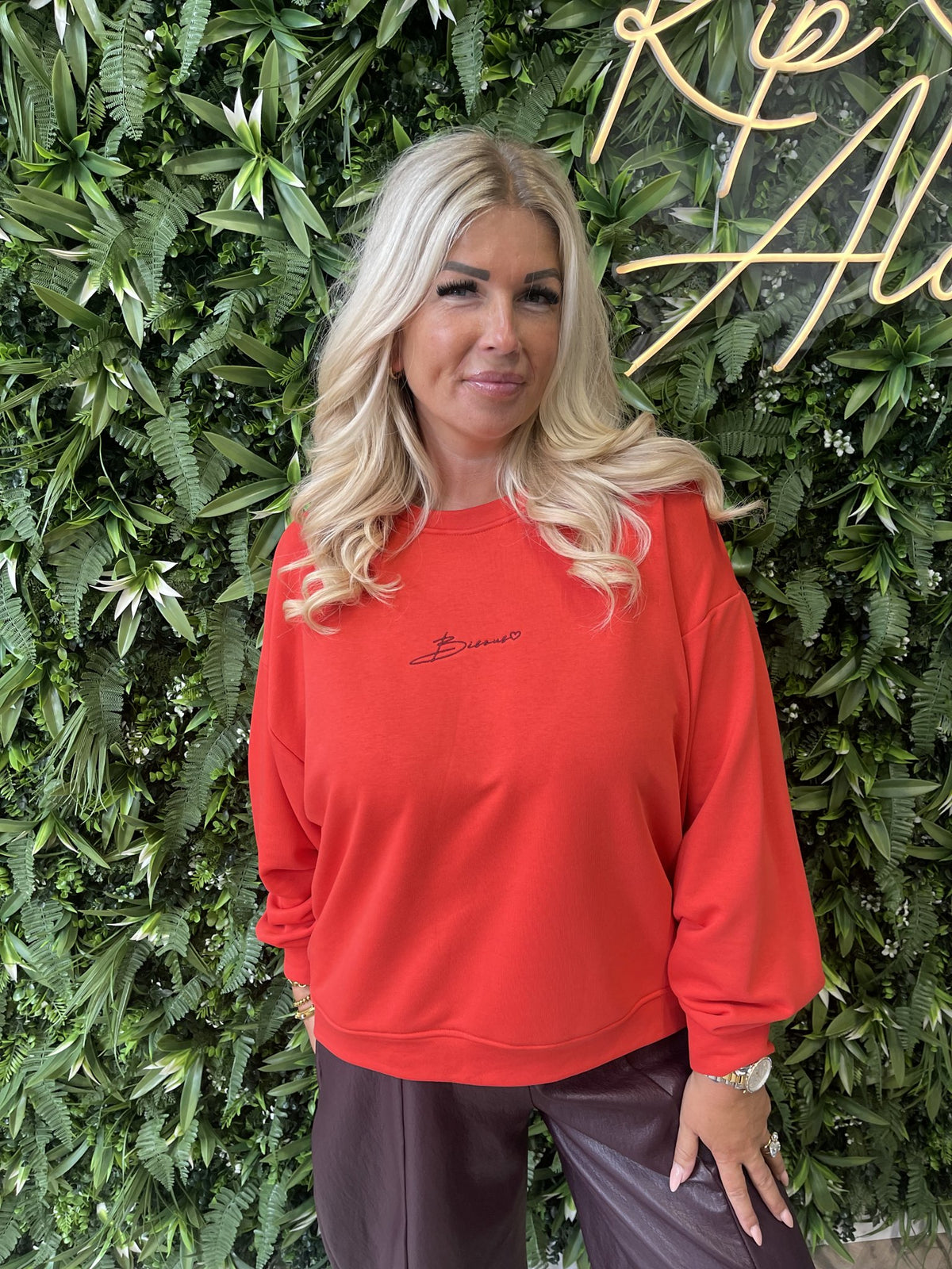 Sweater Bisous uni rood