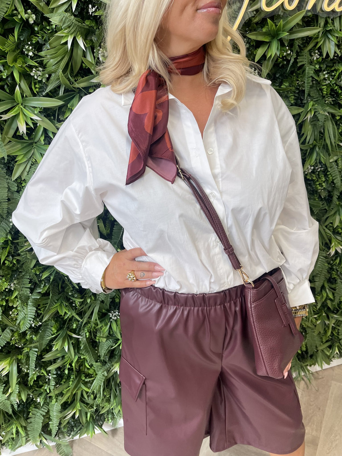 Blouse met wijde ballon mouwen uni wit