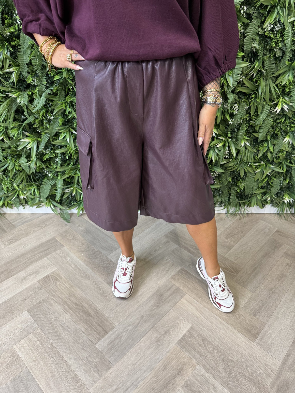 Bermuda cargo leatherlook aubergine