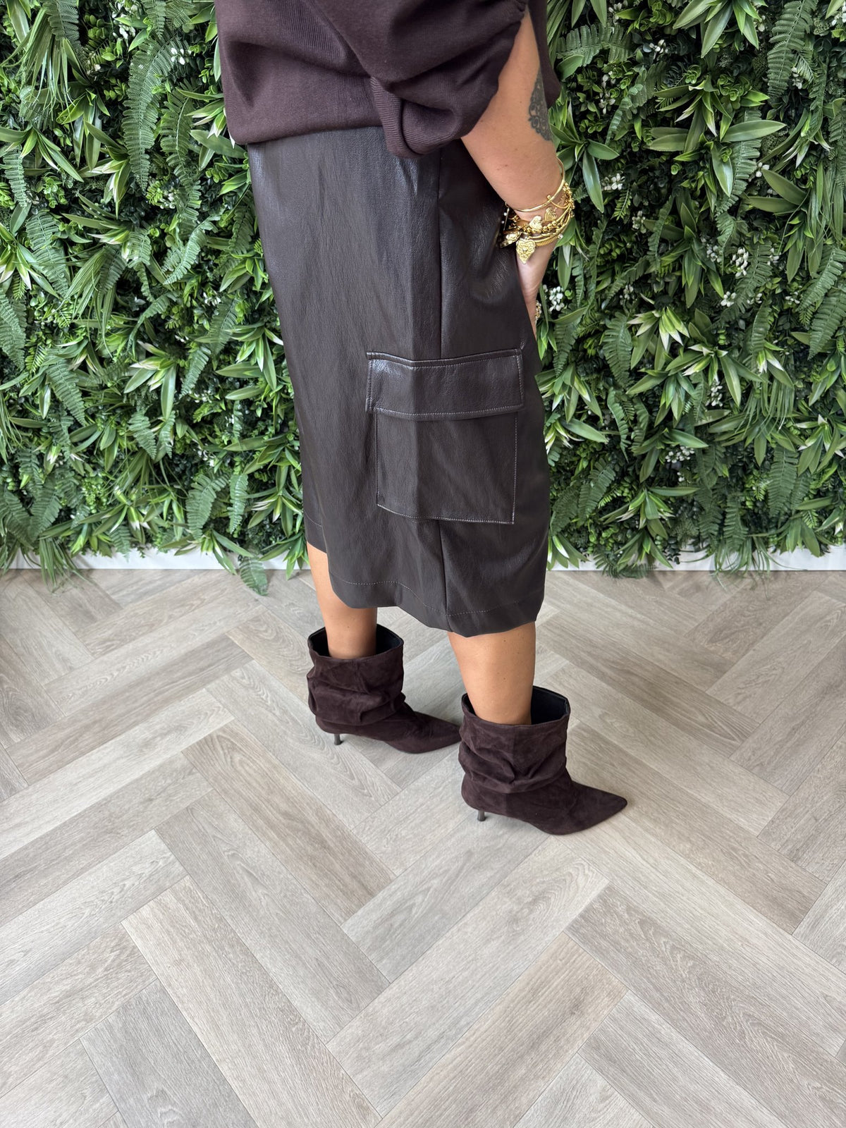 Bermuda cargo leatherlook donkerbruin