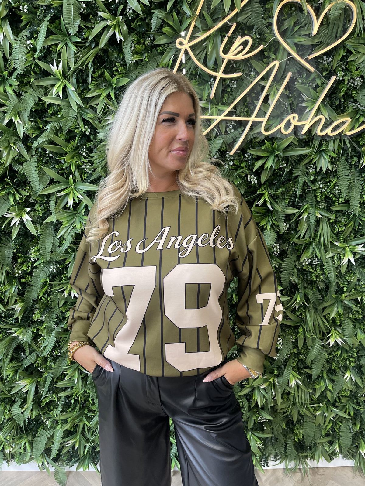 Sweater fijne streepjes LA 79 lime