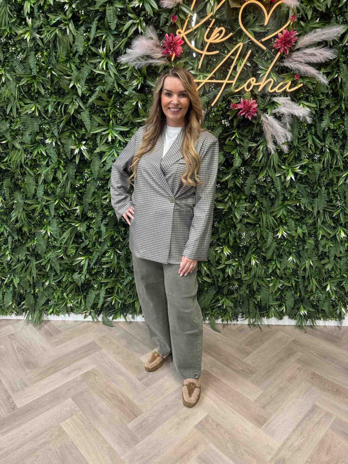 Blazer ruit olijfgroen