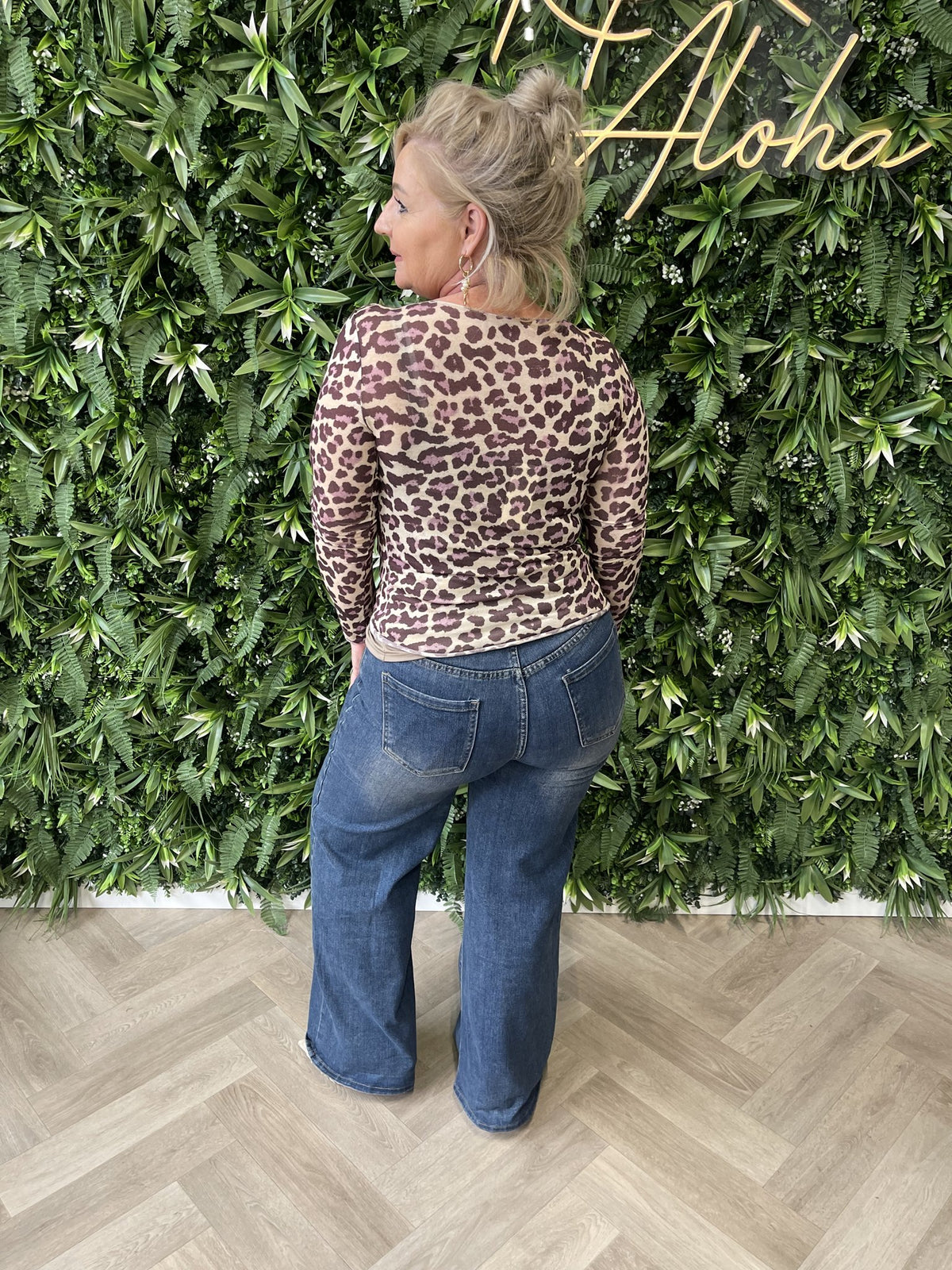 Mesh top panterprint lila
