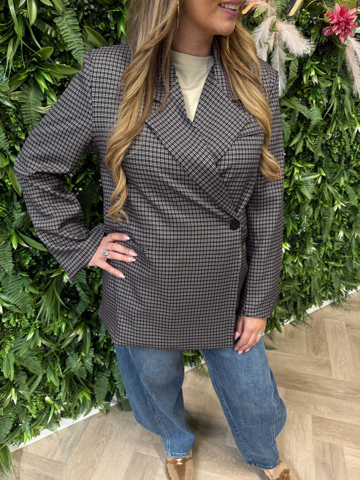 Blazer ruit zwart