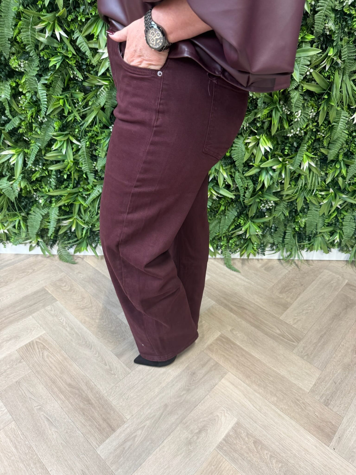 Jewelly balloon fit jeans bordeaux