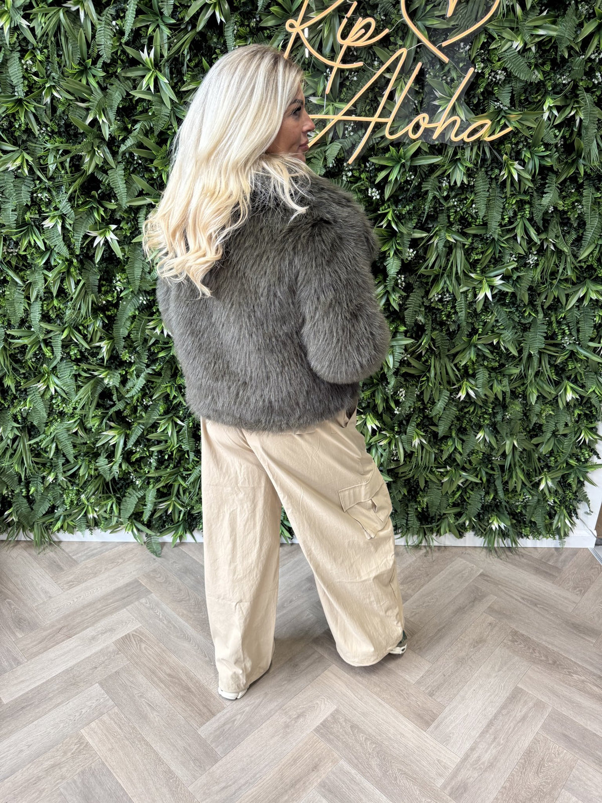 Fake fur jas legergroen