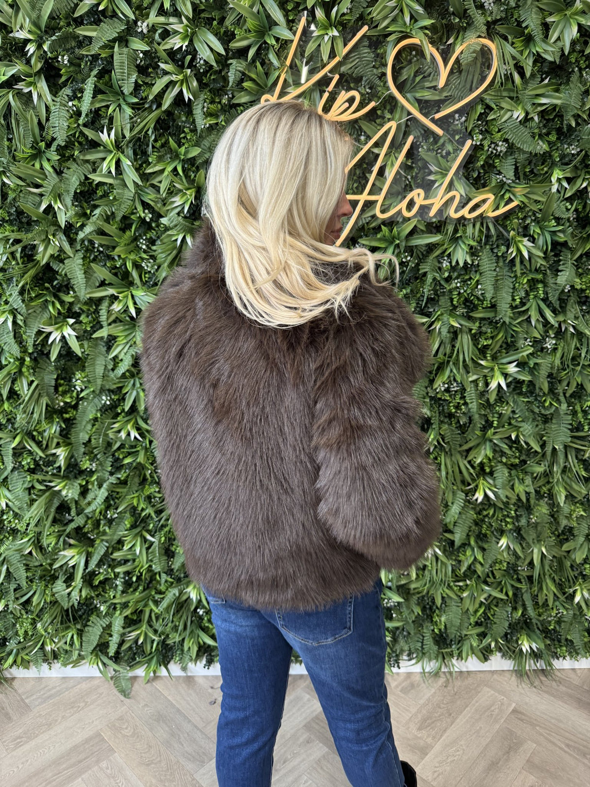 Fake fur jas bruin