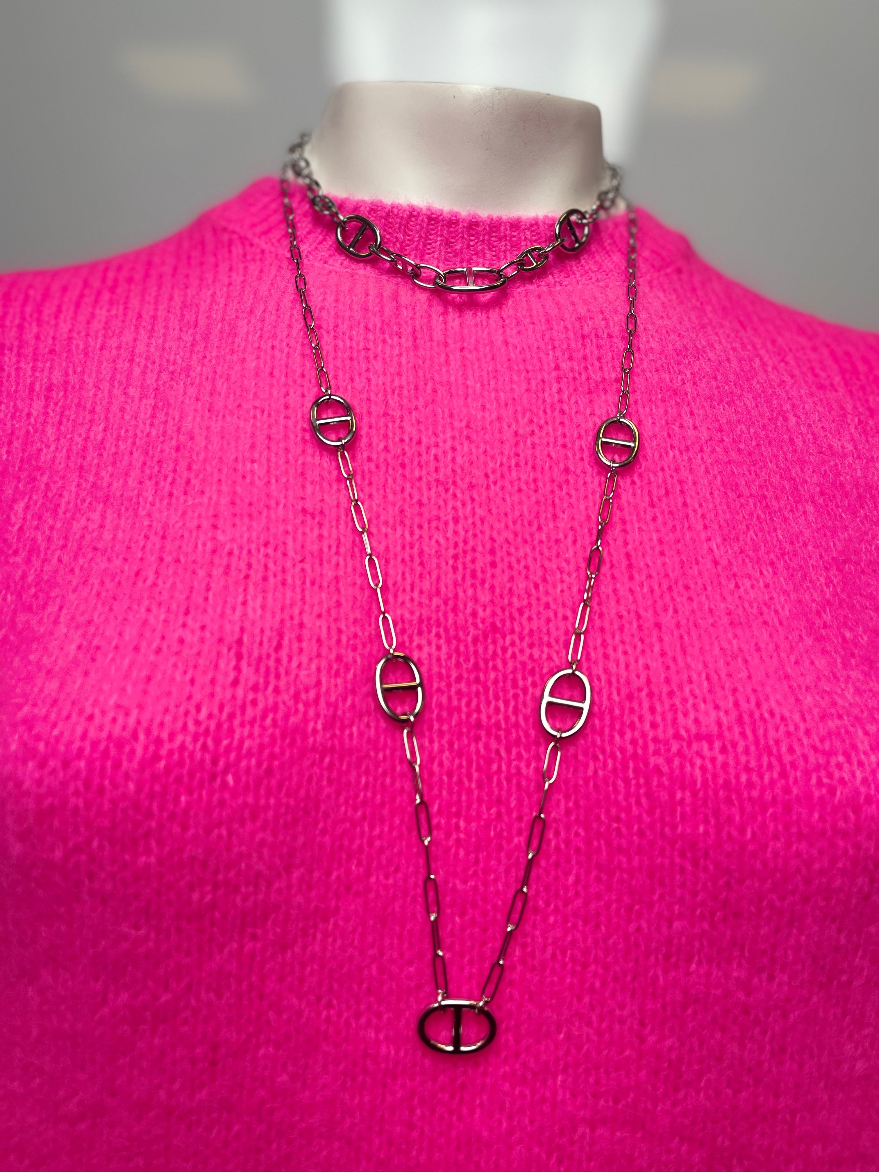 Ketting kort grote schakel zilver