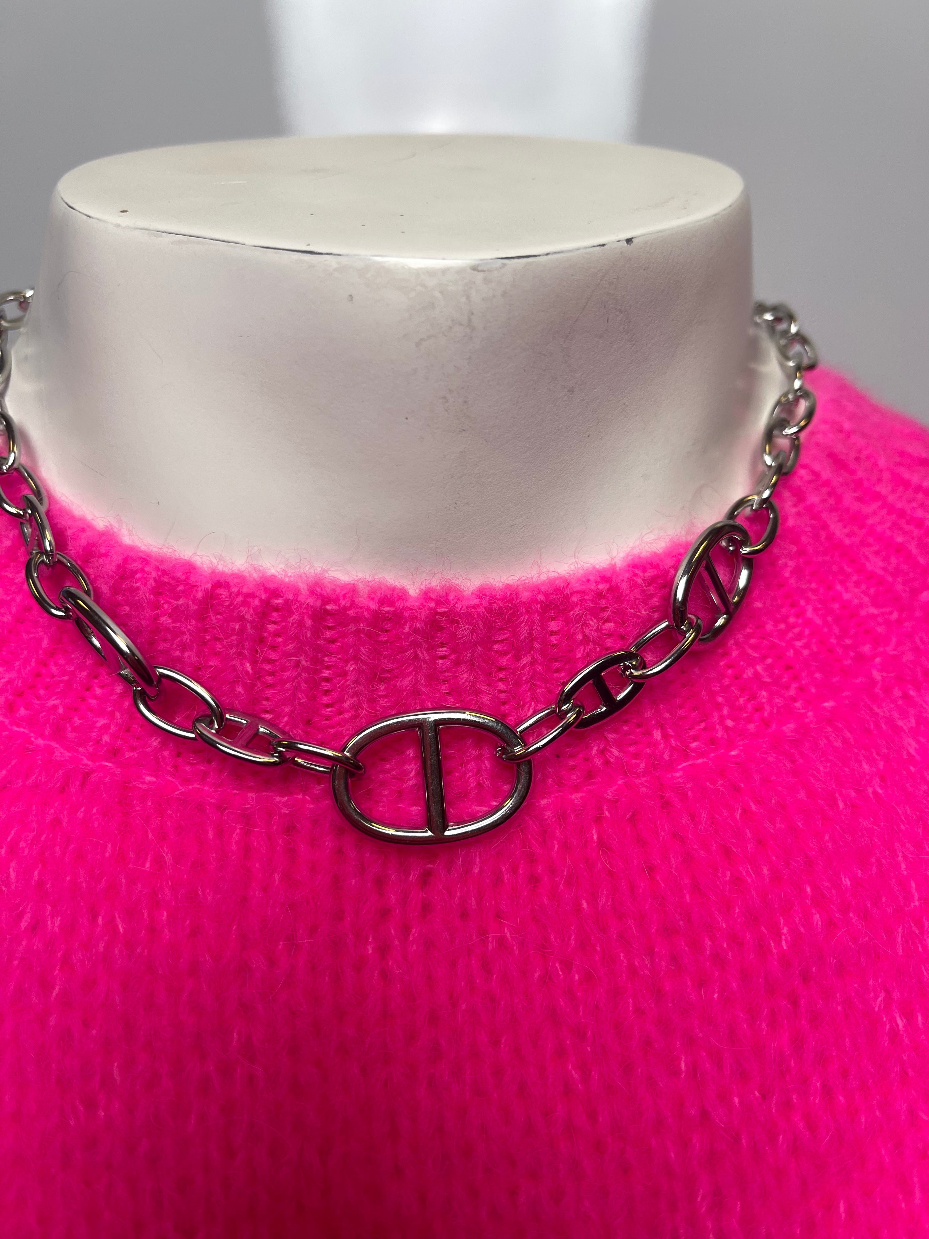 Ketting kort grote schakel zilver