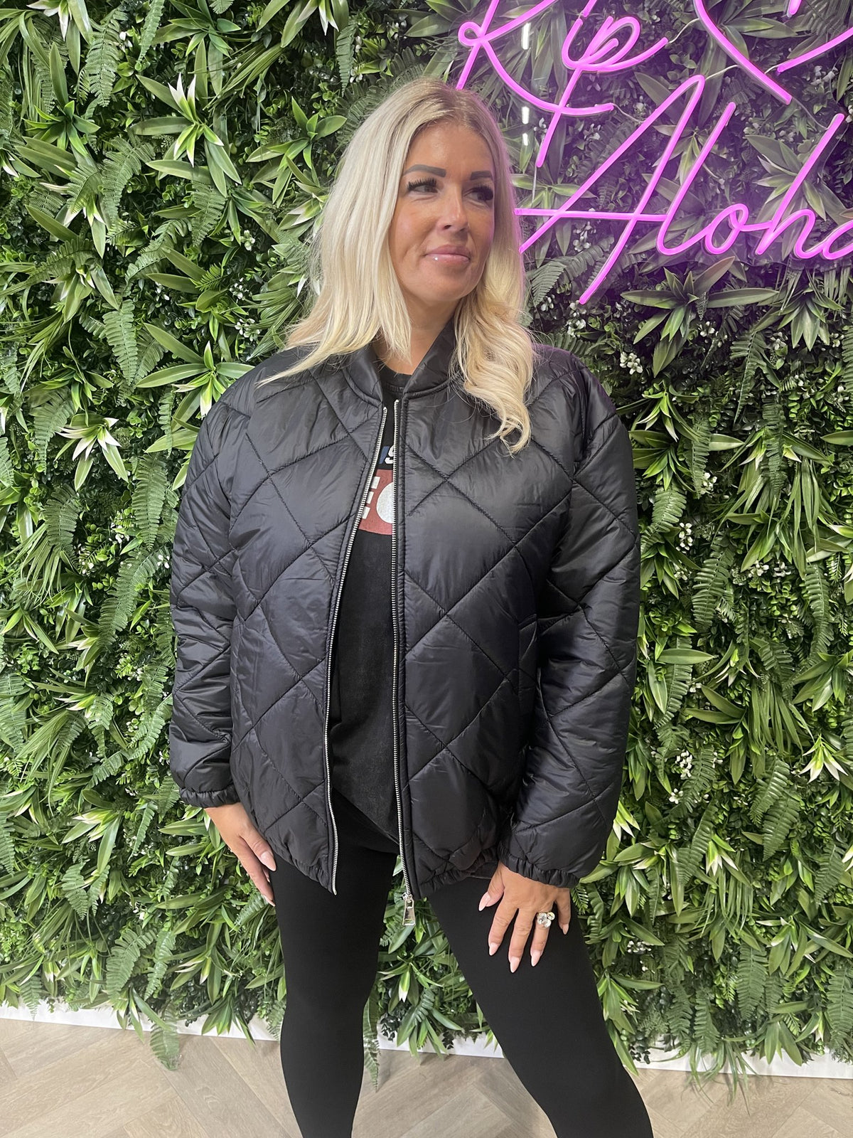 Puffer jas uni zwart