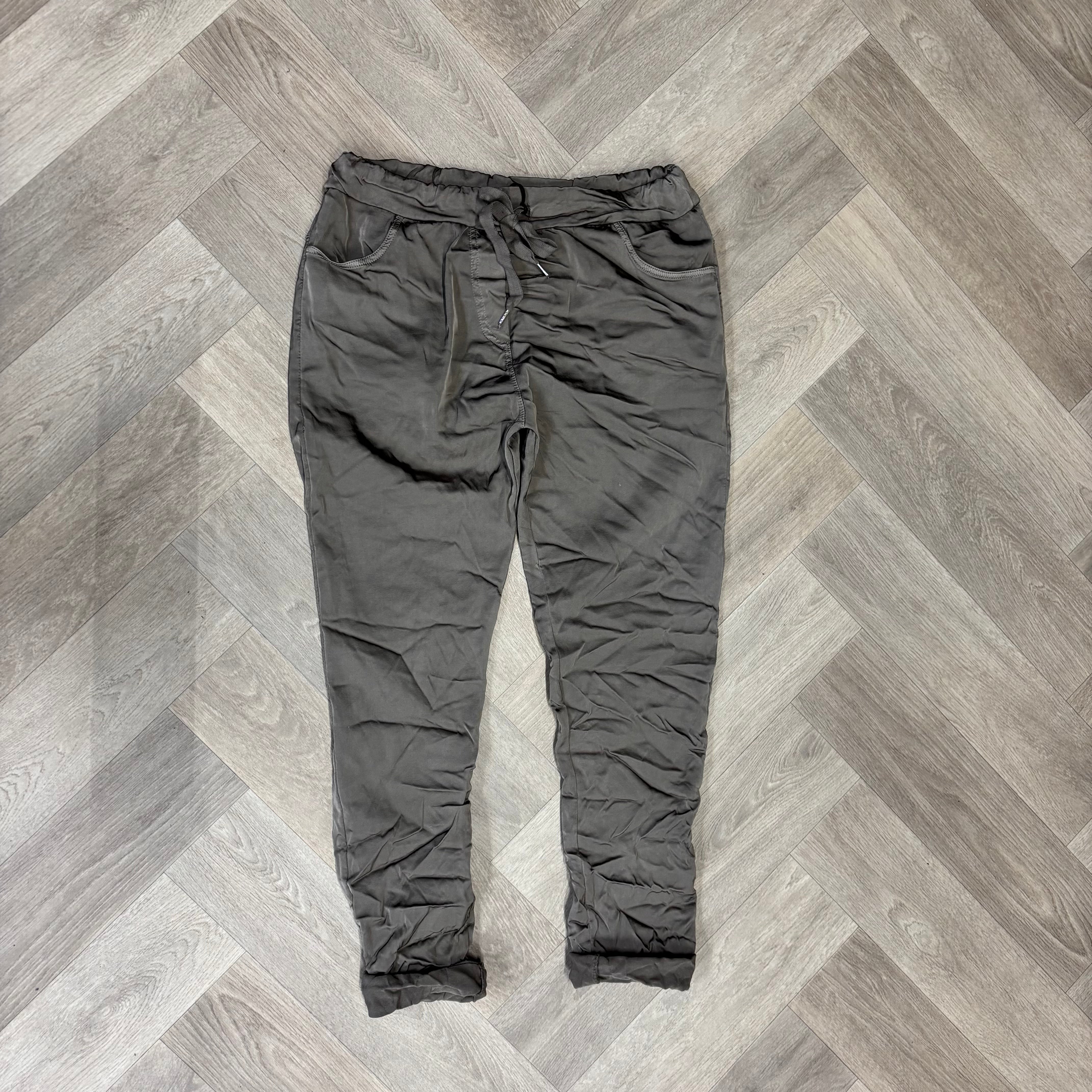 Silky stretchbroek taupe